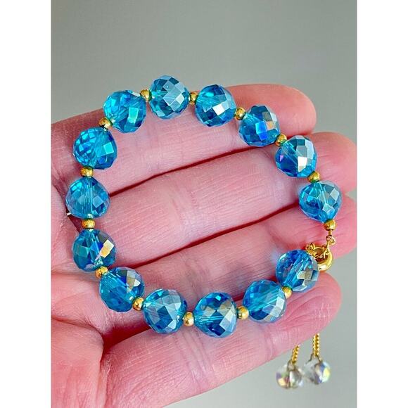 Blue Swarovski Beaded Bracelet - Picture 10 of 16